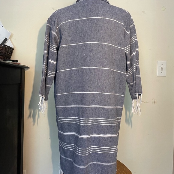 Pestamalci Turkish robe Women's Blue & white stripe size small - Picture 3 of 8